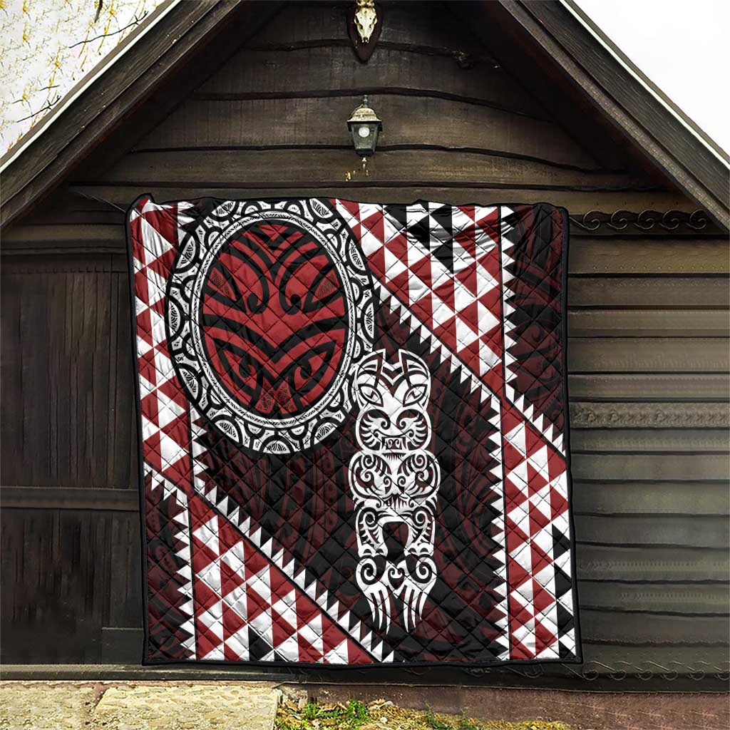 Red Aotearoa Niho Taniwha Quilt Maori Mythology Tooth - Taniko Motifs LT14 - Polynesian Pride