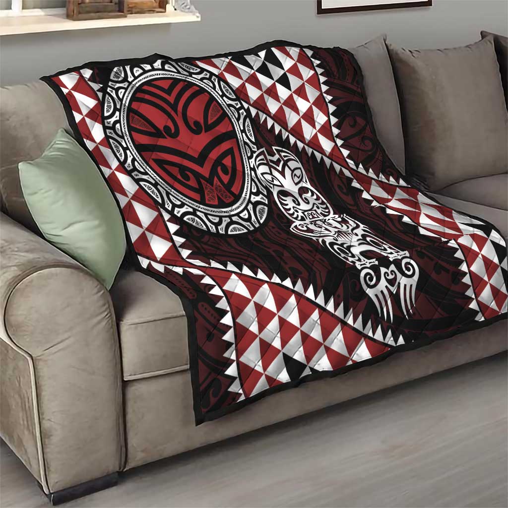 Red Aotearoa Niho Taniwha Quilt Maori Mythology Tooth - Taniko Motifs LT14 - Polynesian Pride