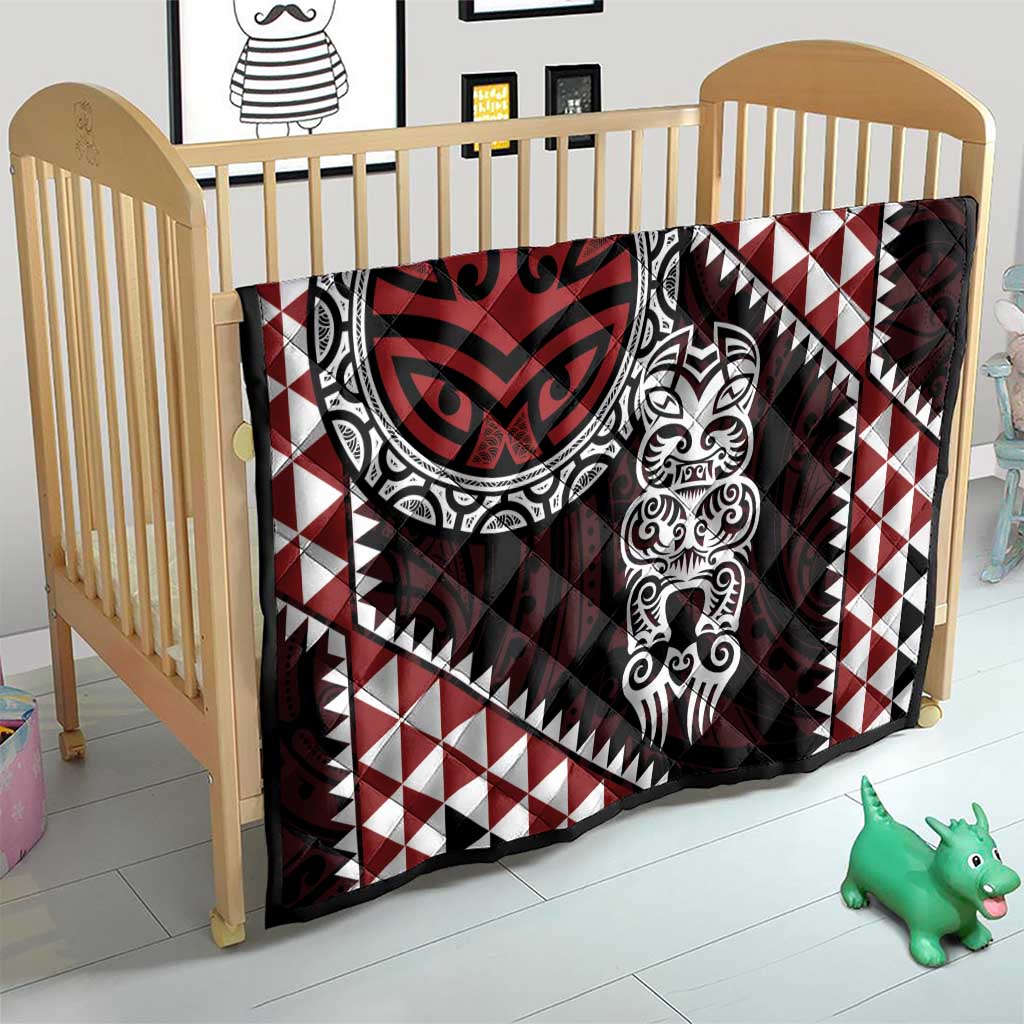 Red Aotearoa Niho Taniwha Quilt Maori Mythology Tooth - Taniko Motifs LT14 - Polynesian Pride