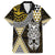 Yellow Aotearoa Niho Taniwha Family Matching Off The Shoulder Long Sleeve Dress and Hawaiian Shirt Maori Mythology Tooth - Taniko Motifs