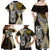 Yellow Aotearoa Niho Taniwha Family Matching Off Shoulder Maxi Dress and Hawaiian Shirt Maori Mythology Tooth - Taniko Motifs