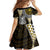 Yellow Aotearoa Niho Taniwha Family Matching Off Shoulder Short Dress and Hawaiian Shirt Maori Mythology Tooth - Taniko Motifs