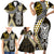 Yellow Aotearoa Niho Taniwha Family Matching Short Sleeve Bodycon Dress and Hawaiian Shirt Maori Mythology Tooth - Taniko Motifs