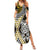 Yellow Aotearoa Niho Taniwha Family Matching Summer Maxi Dress and Hawaiian Shirt Maori Mythology Tooth - Taniko Motifs