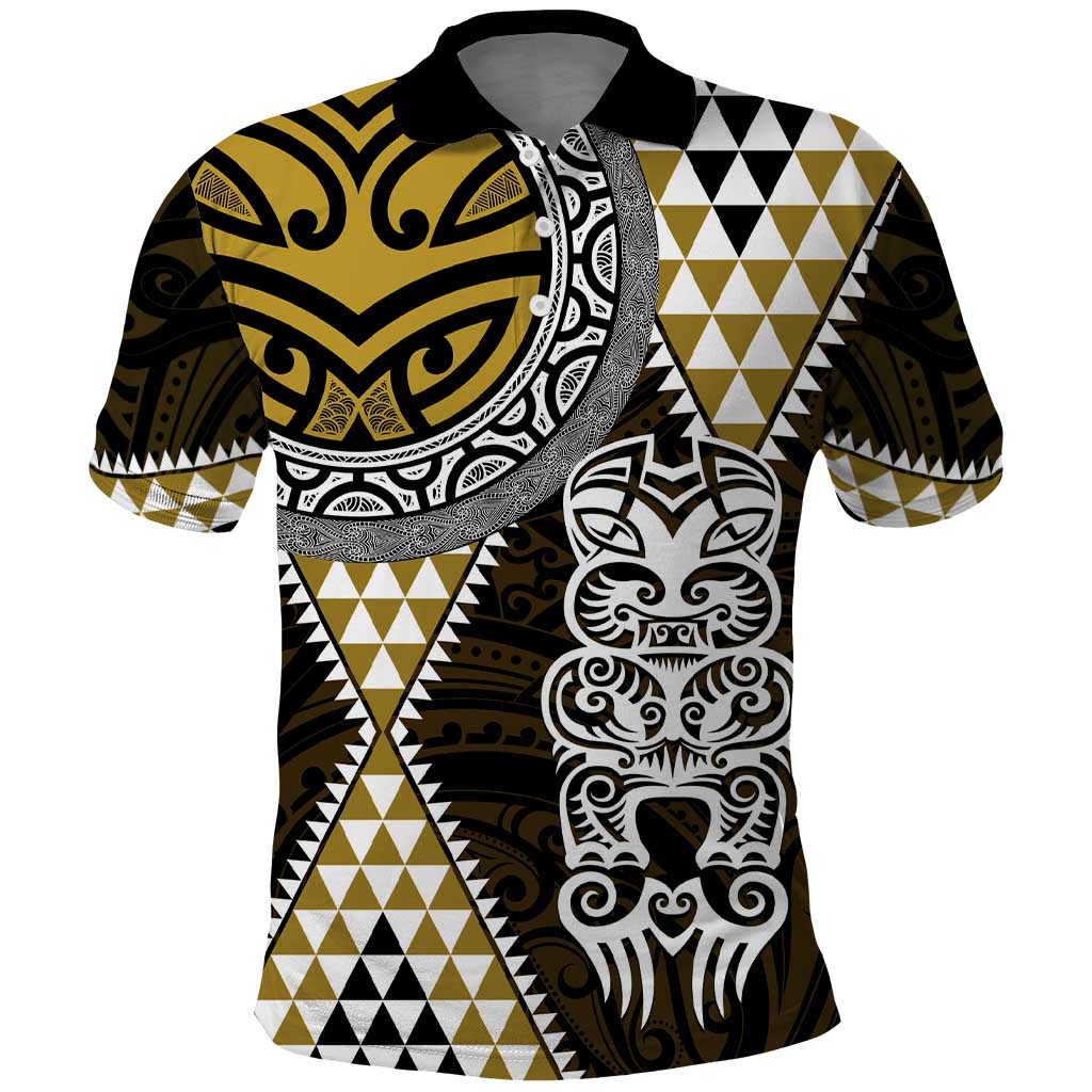 Yellow Aotearoa Niho Taniwha Polo Shirt Maori Mythology Tooth - Taniko Motifs LT14 Yellow - Polynesian Pride