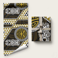 Yellow Aotearoa Niho Taniwha Wrapping Paper Maori Mythology Tooth - Taniko Motifs LT14 58" × 23" Yellow - Polynesian Pride