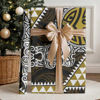 Yellow Aotearoa Niho Taniwha Wrapping Paper Maori Mythology Tooth - Taniko Motifs LT14 - Polynesian Pride