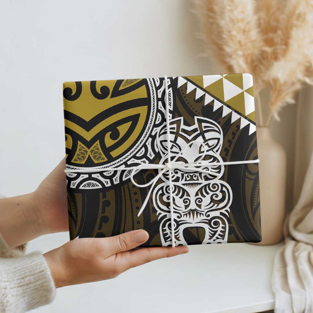 Yellow Aotearoa Niho Taniwha Wrapping Paper Maori Mythology Tooth - Taniko Motifs LT14 - Polynesian Pride