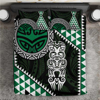 Green Aotearoa Niho Taniwha Bedding Set Maori Mythology Tooth - Taniko Motifs LT14 Green - Polynesian Pride