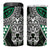 Green Aotearoa Niho Taniwha 4 in 1 Can Cooler Tumbler Maori Mythology Tooth - Taniko Motifs