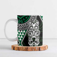 Green Aotearoa Niho Taniwha Ceramic Mug Maori Mythology Tooth - Taniko Motifs LT14 Green - Polynesian Pride