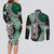 Green Aotearoa Niho Taniwha Couples Matching Long Sleeve Bodycon Dress and Long Sleeve Button Shirt Maori Mythology Tooth - Taniko Motifs