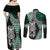 Green Aotearoa Niho Taniwha Couples Matching Off Shoulder Maxi Dress and Long Sleeve Button Shirt Maori Mythology Tooth - Taniko Motifs