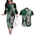 Green Aotearoa Niho Taniwha Couples Matching Off The Shoulder Long Sleeve Dress and Hawaiian Shirt Maori Mythology Tooth - Taniko Motifs