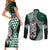 Green Aotearoa Niho Taniwha Couples Matching Short Sleeve Bodycon Dress and Long Sleeve Button Shirt Maori Mythology Tooth - Taniko Motifs