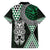 Green Aotearoa Niho Taniwha Family Matching Off Shoulder Maxi Dress and Hawaiian Shirt Maori Mythology Tooth - Taniko Motifs