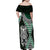 Green Aotearoa Niho Taniwha Family Matching Off Shoulder Maxi Dress and Hawaiian Shirt Maori Mythology Tooth - Taniko Motifs