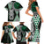 Green Aotearoa Niho Taniwha Family Matching Short Sleeve Bodycon Dress and Hawaiian Shirt Maori Mythology Tooth - Taniko Motifs