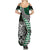 Green Aotearoa Niho Taniwha Family Matching Summer Maxi Dress and Hawaiian Shirt Maori Mythology Tooth - Taniko Motifs