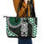 Green Aotearoa Niho Taniwha Leather Tote Bag Maori Mythology Tooth - Taniko Motifs