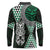 Green Aotearoa Niho Taniwha Long Sleeve Polo Shirt Maori Mythology Tooth - Taniko Motifs