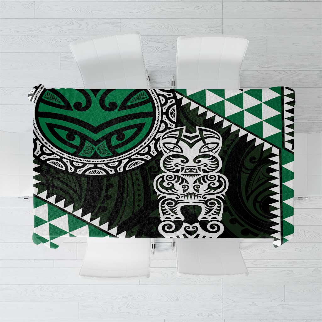 Green Aotearoa Niho Taniwha Tablecloth Maori Mythology Tooth - Taniko Motifs