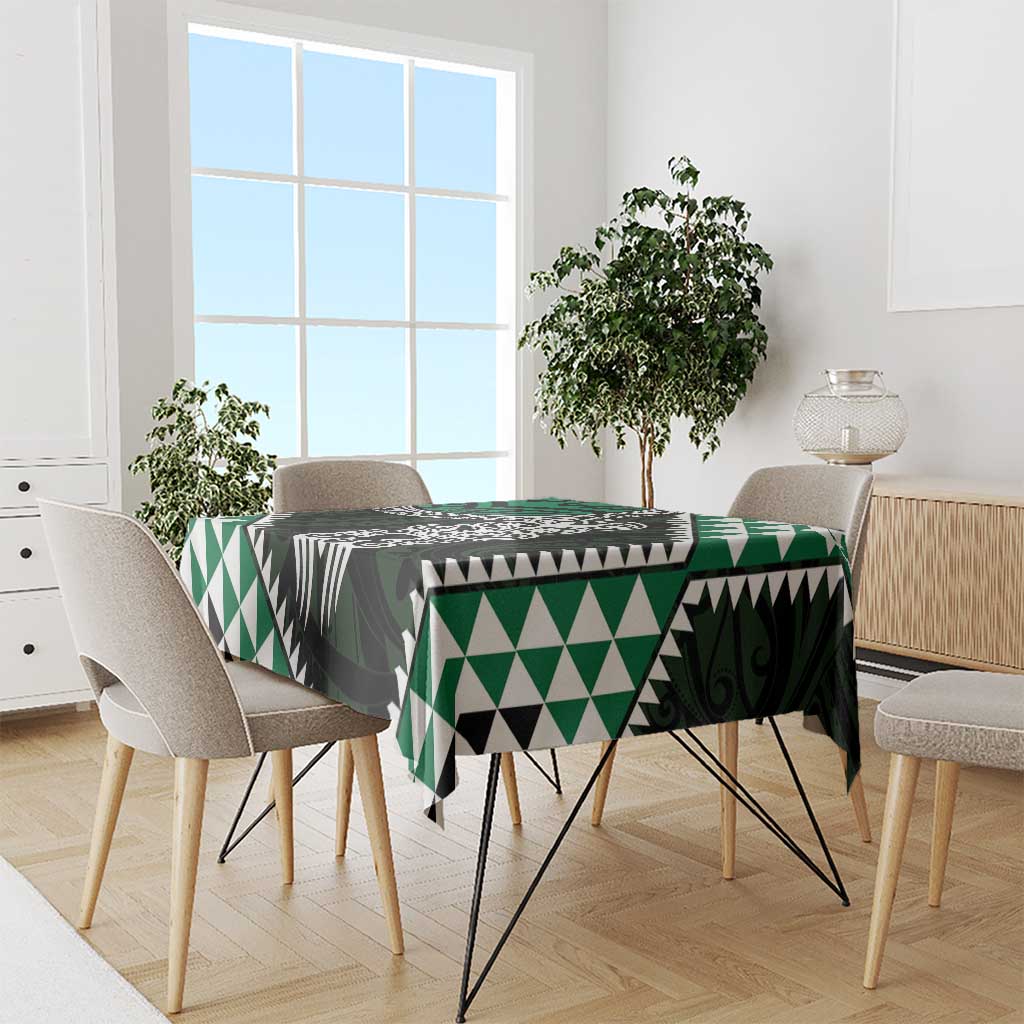 Green Aotearoa Niho Taniwha Tablecloth Maori Mythology Tooth - Taniko Motifs LT14 - Polynesian Pride