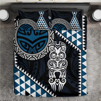 Blue Aotearoa Niho Taniwha Bedding Set Maori Mythology Tooth - Taniko Motifs LT14 Blue - Polynesian Pride