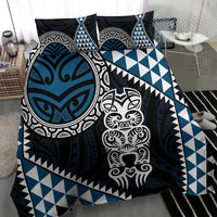 Blue Aotearoa Niho Taniwha Bedding Set Maori Mythology Tooth - Taniko Motifs LT14 - Polynesian Pride