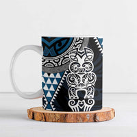 Blue Aotearoa Niho Taniwha Ceramic Mug Maori Mythology Tooth - Taniko Motifs LT14 Blue - Polynesian Pride