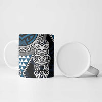 Blue Aotearoa Niho Taniwha Ceramic Mug Maori Mythology Tooth - Taniko Motifs LT14 - Polynesian Pride