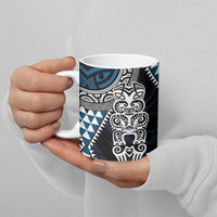 Blue Aotearoa Niho Taniwha Ceramic Mug Maori Mythology Tooth - Taniko Motifs LT14 - Polynesian Pride