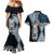 Blue Aotearoa Niho Taniwha Couples Matching Mermaid Dress and Hawaiian Shirt Maori Mythology Tooth - Taniko Motifs