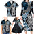 Blue Aotearoa Niho Taniwha Family Matching Long Sleeve Bodycon Dress and Hawaiian Shirt Maori Mythology Tooth - Taniko Motifs