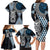 Blue Aotearoa Niho Taniwha Family Matching Long Sleeve Bodycon Dress and Hawaiian Shirt Maori Mythology Tooth - Taniko Motifs