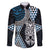 Blue Aotearoa Niho Taniwha Family Matching Long Sleeve Bodycon Dress and Hawaiian Shirt Maori Mythology Tooth - Taniko Motifs