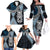 Blue Aotearoa Niho Taniwha Family Matching Off The Shoulder Long Sleeve Dress and Hawaiian Shirt Maori Mythology Tooth - Taniko Motifs