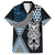 Blue Aotearoa Niho Taniwha Family Matching Off The Shoulder Long Sleeve Dress and Hawaiian Shirt Maori Mythology Tooth - Taniko Motifs