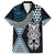 Blue Aotearoa Niho Taniwha Family Matching Off Shoulder Short Dress and Hawaiian Shirt Maori Mythology Tooth - Taniko Motifs