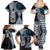 Blue Aotearoa Niho Taniwha Family Matching Summer Maxi Dress and Hawaiian Shirt Maori Mythology Tooth - Taniko Motifs