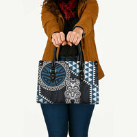 Blue Aotearoa Niho Taniwha Leather Bag Maori Mythology Tooth - Taniko Motifs LT14 - Polynesian Pride