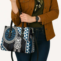 Blue Aotearoa Niho Taniwha Leather Bag Maori Mythology Tooth - Taniko Motifs LT14 - Polynesian Pride