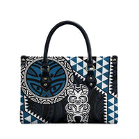 Blue Aotearoa Niho Taniwha Leather Bag Maori Mythology Tooth - Taniko Motifs LT14 - Polynesian Pride