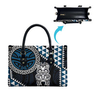Blue Aotearoa Niho Taniwha Leather Bag Maori Mythology Tooth - Taniko Motifs LT14 - Polynesian Pride