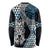 Blue Aotearoa Niho Taniwha Long Sleeve Shirt Maori Mythology Tooth - Taniko Motifs