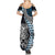 Blue Aotearoa Niho Taniwha Summer Maxi Dress Maori Mythology Tooth - Taniko Motifs