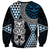 Blue Aotearoa Niho Taniwha Sweatshirt Maori Mythology Tooth - Taniko Motifs