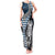 Blue Aotearoa Niho Taniwha Tank Maxi Dress Maori Mythology Tooth - Taniko Motifs