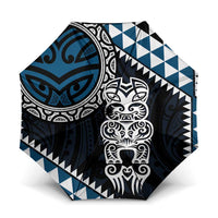 Blue Aotearoa Niho Taniwha Umbrella Maori Mythology Tooth - Taniko Motifs LT14 One Size Folded 11.42 inch Opened Diameter 37.4 inch Blue - Polynesian Pride