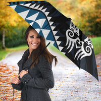 Blue Aotearoa Niho Taniwha Umbrella Maori Mythology Tooth - Taniko Motifs LT14 - Polynesian Pride